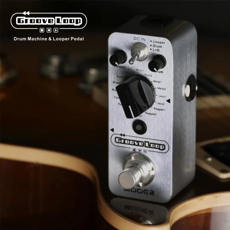 MOOER Groove Loop drum machine with 20 minute finder, 16 different drum grooves, 3 modes, play tempo for loop, record, practice with micro loop drum pedal, mini guitar jamming tool - Image 2